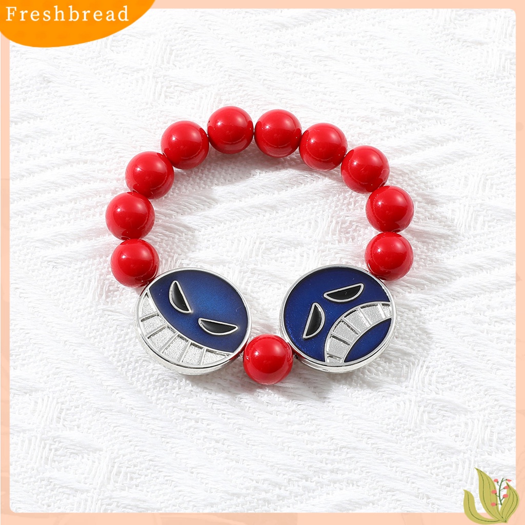 &lt; Freshbread &gt; Pria Gelang Senyum Menangis Wajah Pesona Manik-Manik Merah Elastis Keren Kepribadian Hadiah Adjustable Karakter Anime Cosplay Kalung Aksesoris Pakaian