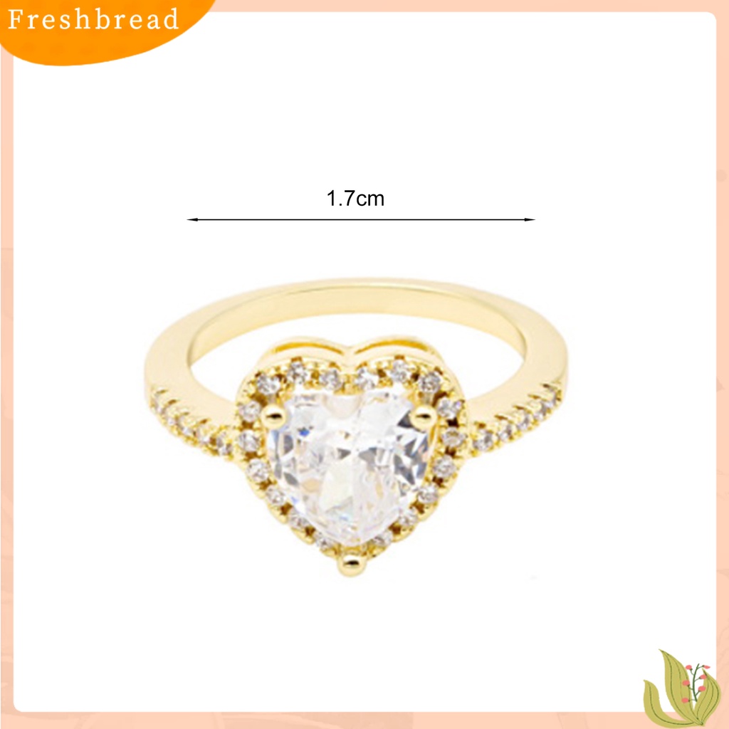 &lt; Freshbread &gt; Cincin Kawin Kepribadian Berlebihan Hadiah Valentine Glitter Cinta Hati Bertatahkan Berlian Imitasi Cincin Perhiasan Aksesori