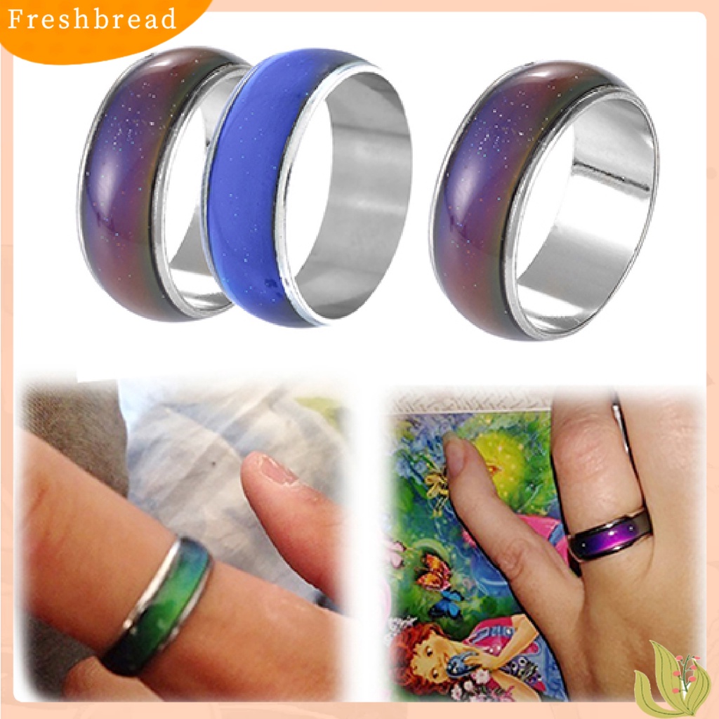 &lt; Freshbread &gt; 3Pcs Mood Ring Cincin Warna Berubah Suhu Alloy Handmade Halus Untuk Club