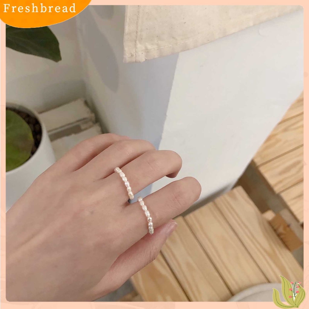 &lt; Freshbread &gt; Sederhana Elegan Tali Wanita Cincin Hadiah Multi Manik-Manik Mutiara Imitasi Cincin Perhiasan Aksesoris