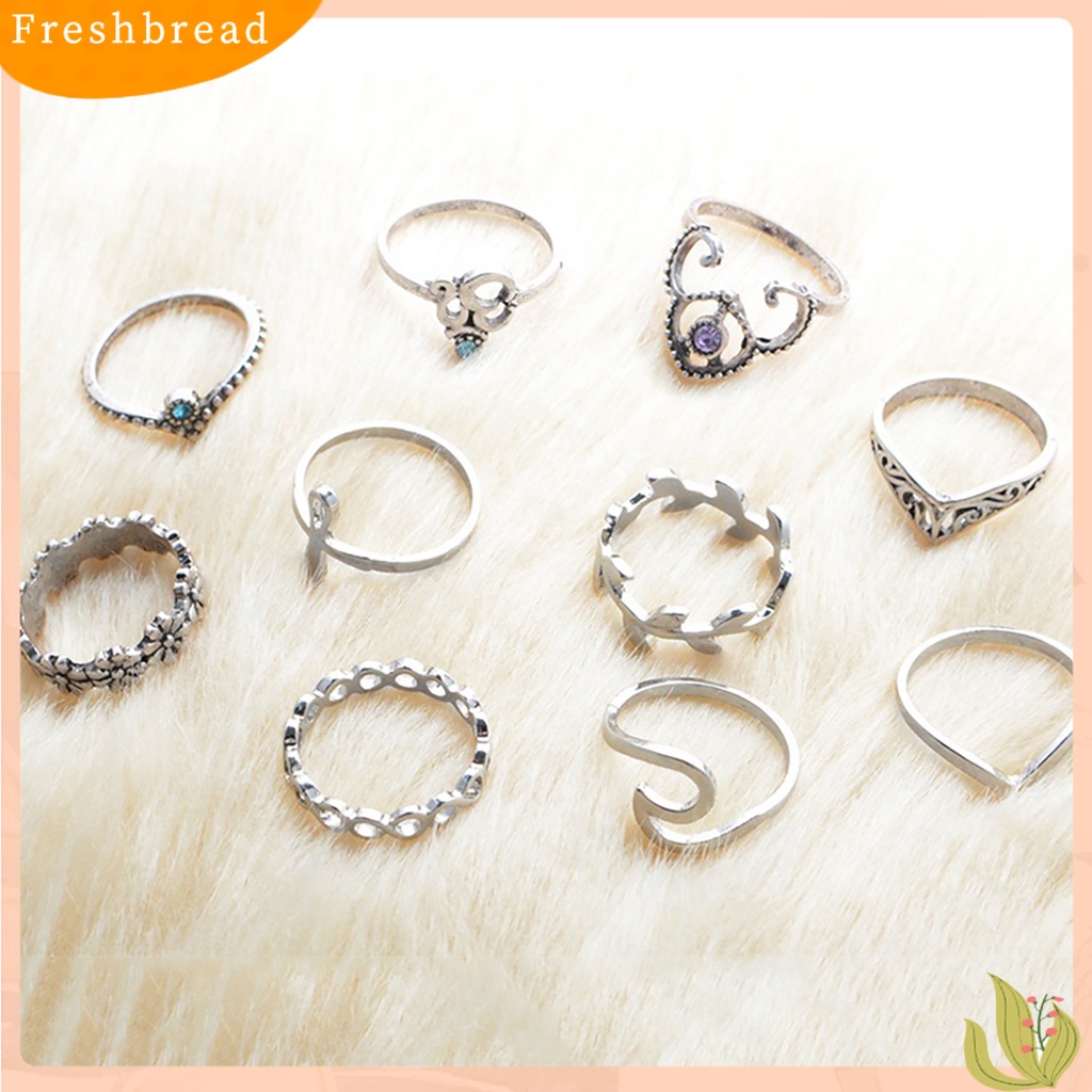 &lt; Freshbread &gt; 10pcs Cincin Buku Jari Vintage Bentuk Bunga Wanita V Shape Knuckle Band Untuk Club