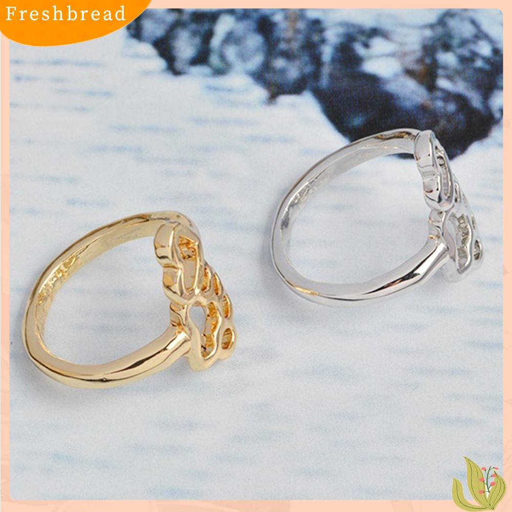 &lt; Freshbread &gt; Cincin Pembukaan Adjustable Hollow Love Heart Dog Paw Ring Jewelry Untuk Pemilik Anjing