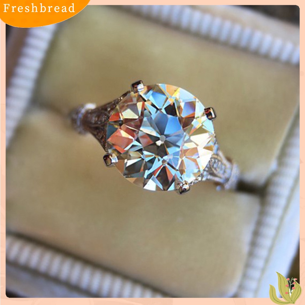 &lt; Freshbread &gt; Fashion Wanita Putaran Besar Cubic Zirconia Pernikahan Pertunangan Jari Cincin Perhiasan