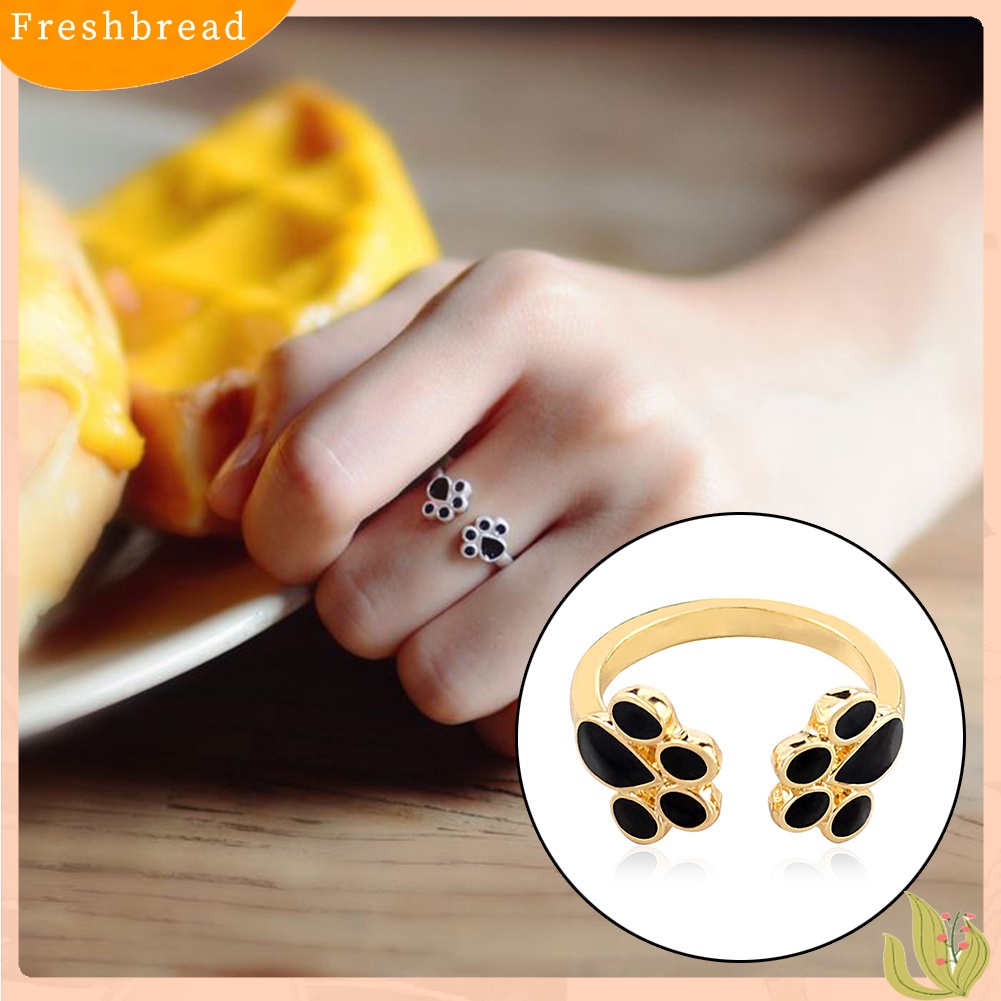 &lt; Freshbread &gt; Fashion Lucu Wanita Hewan Peliharaan Kucing Anjing Anjing Paw Print Pembukaan Jari Cincin Perhiasan Hadiah