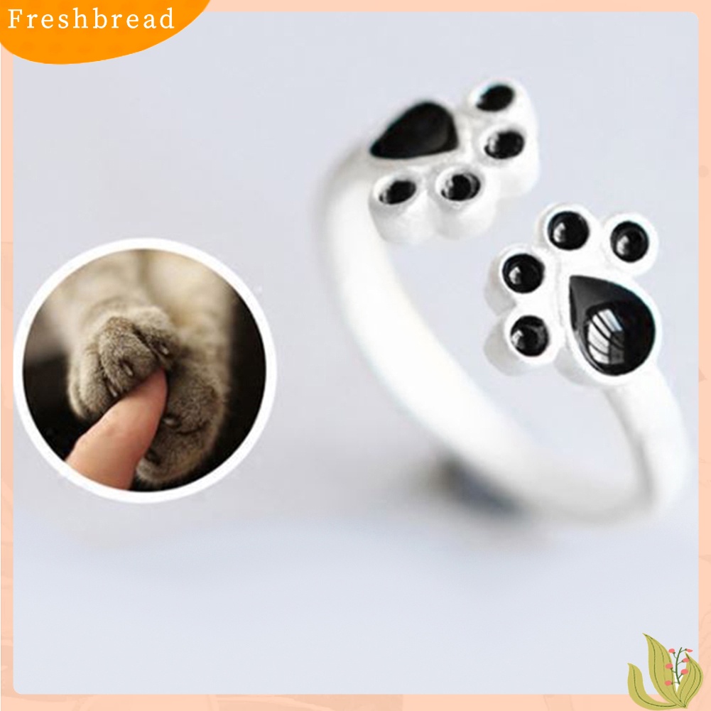 &lt; Freshbread &gt; Fashion Lucu Wanita Hewan Peliharaan Kucing Anjing Anjing Paw Print Pembukaan Jari Cincin Perhiasan Hadiah