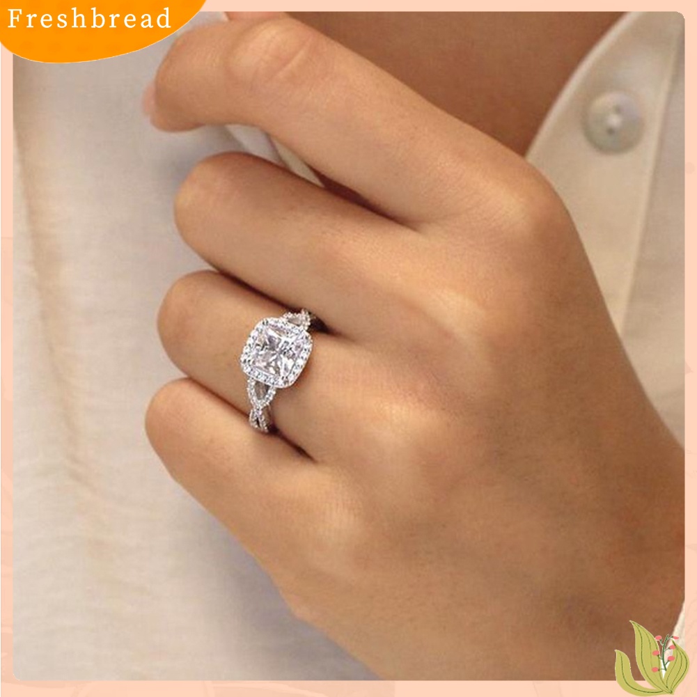 &lt; Freshbread &gt; Mewah Wanita Putri Potong Cubic Zirconia Pernikahan Pertunangan Cincin Perhiasan Hadiah