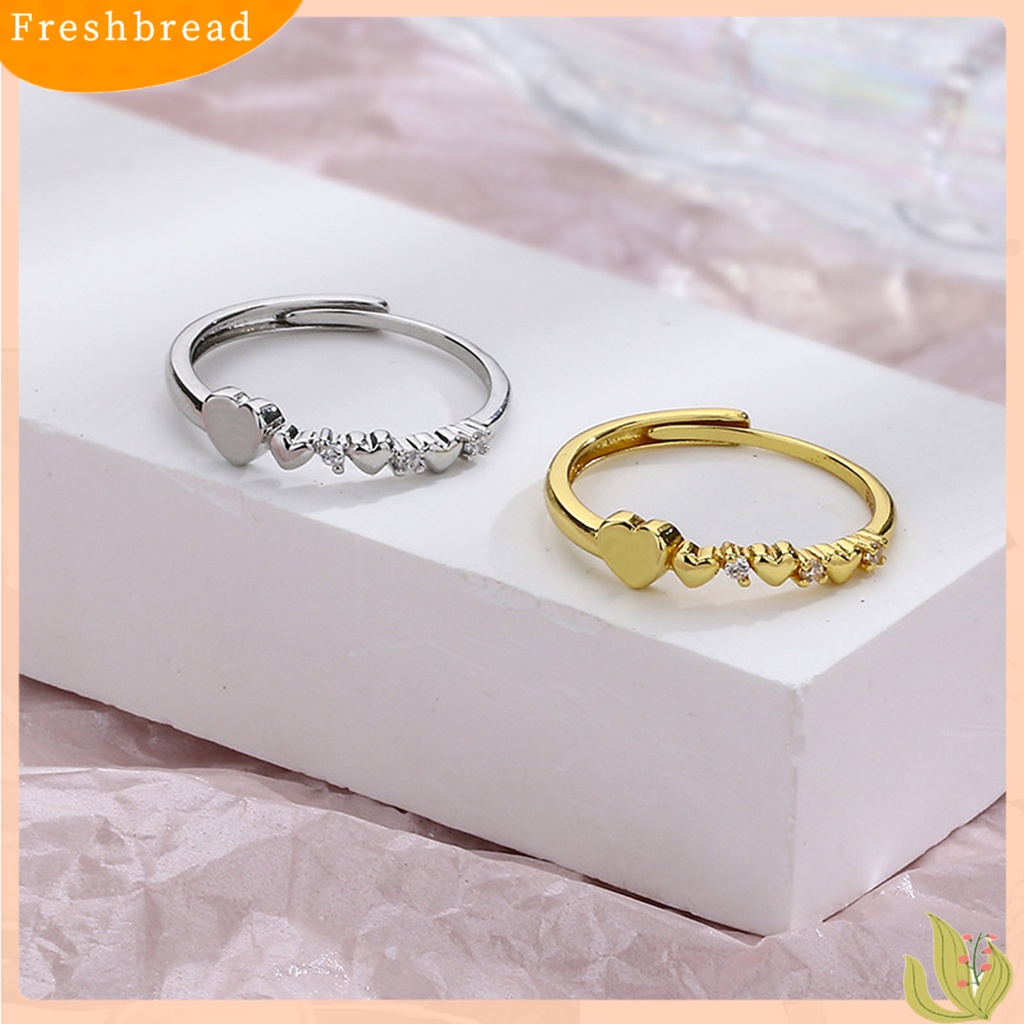 &lt; Freshbread &gt; Wanita Cincin Desain Pembukaan Yang Dapat Disesuaikan Berlian Imitasi Mengkilap Hias Geometris Cinta Hati Jari Cincin Pernikahan Band Perhiasan Hadiah Untuk Hari Kasih Sayang
