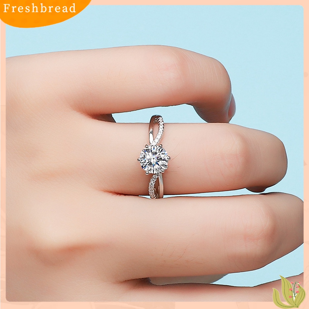 &lt; Freshbread &gt; Wanita Cincin Pembukaan Minimalis Berlian Imitasi Tertanam Wanita Pertunangan Cincin Fashion Perhiasan