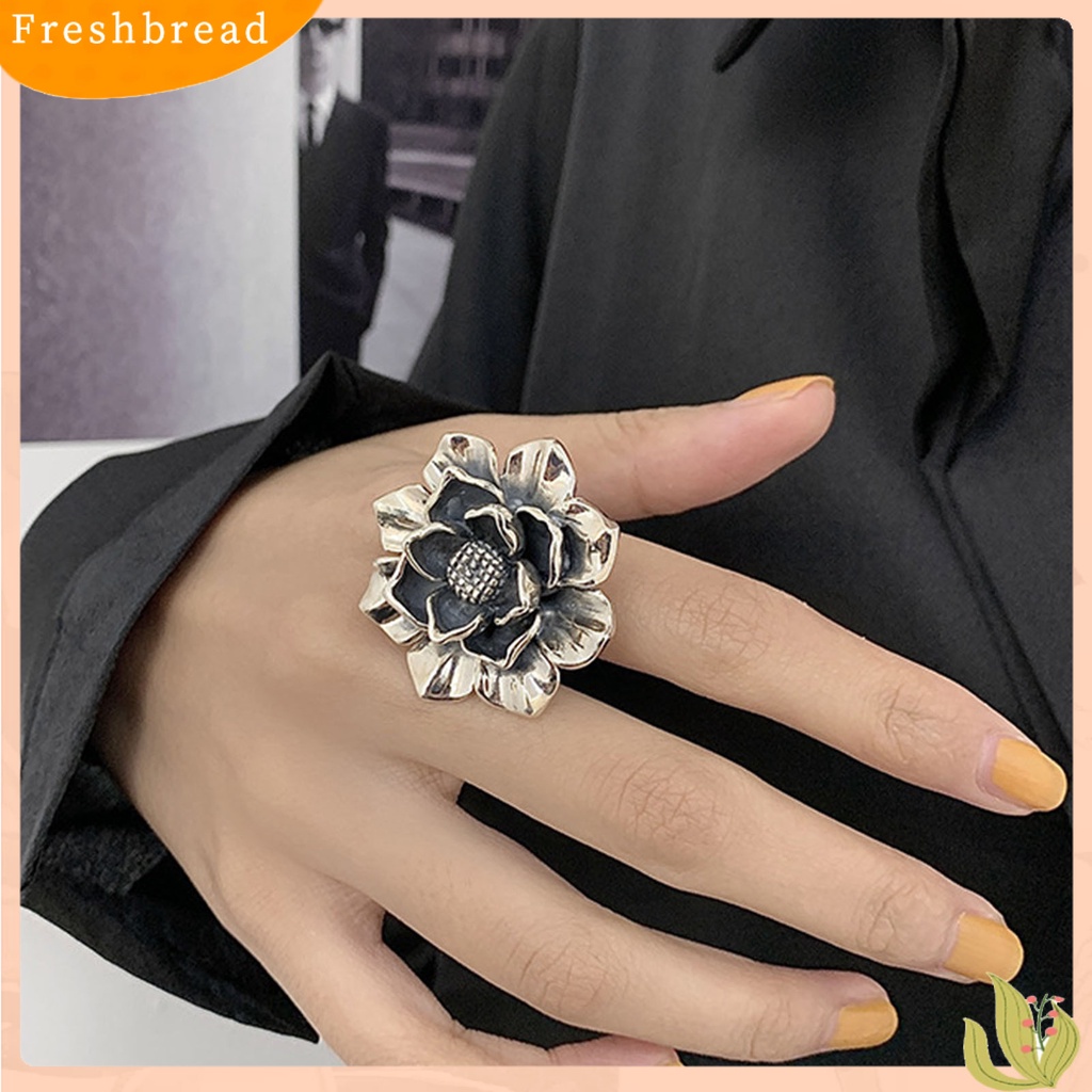 &lt; Freshbread &gt; Opening Decorative Stylish Engagement Ring Berlebihan Bunga Dekorasi Wanita Cocktail Ring Perhiasan Alat Mandi