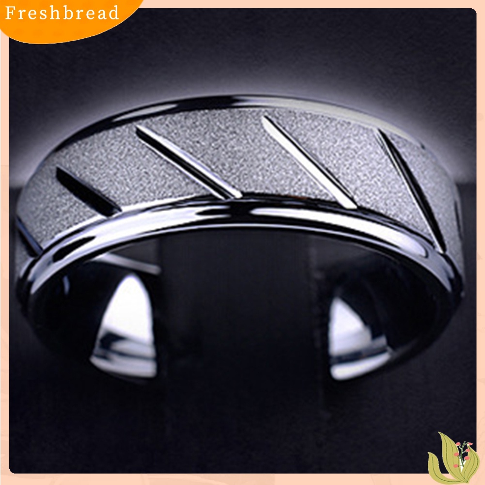 &lt; Freshbread &gt; Pria Fashion Matte Geometris Band Jari Cincin Pernikahan Pertunangan Perhiasan Hadiah