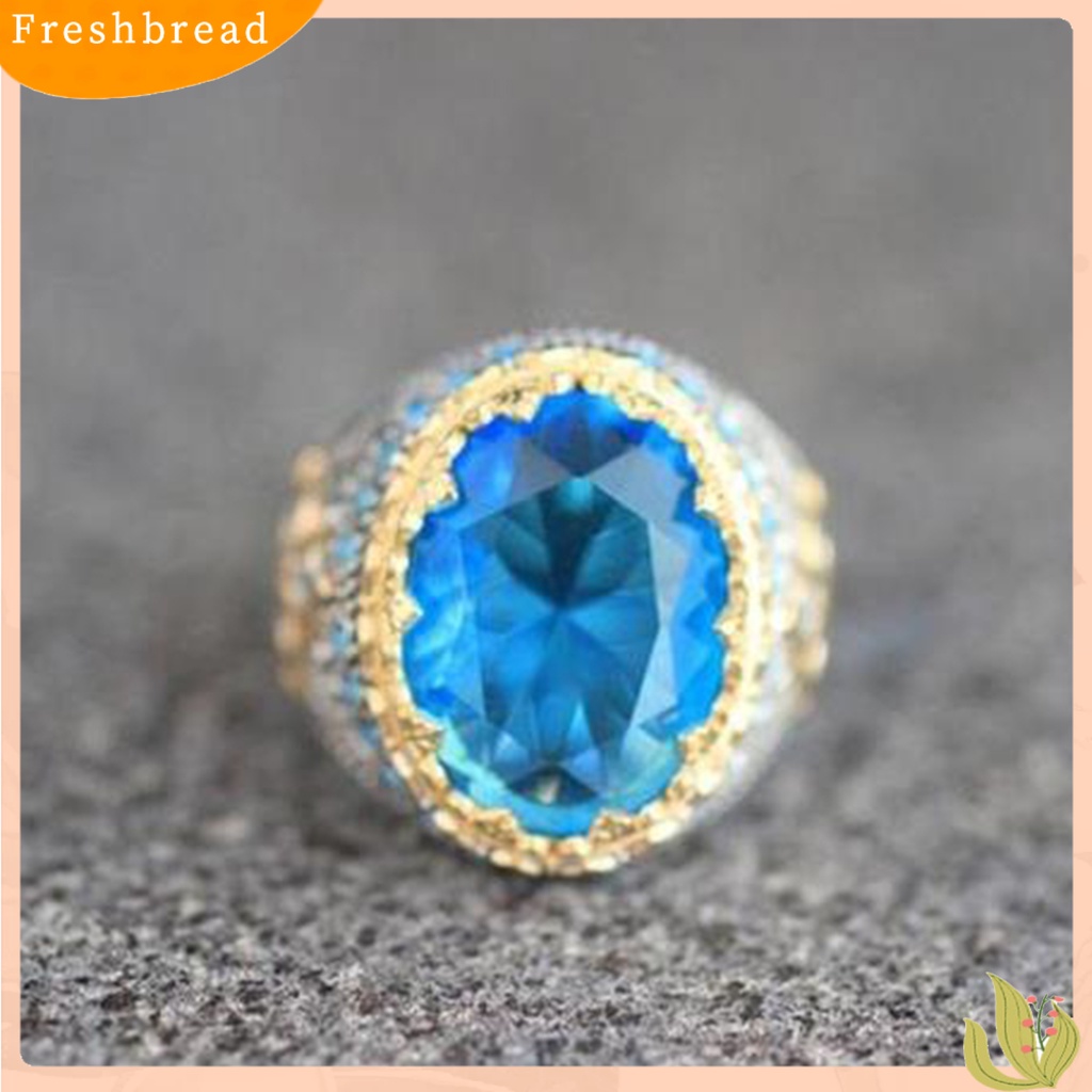 < Freshbread > Finger Band Oval-shaped Gaya Retro Electroplating Geometris Berlian Imitasi Hias Dress Up Perhiasan Aksesori Kepribadian Cincin Jari Trendy Untuk Pesta