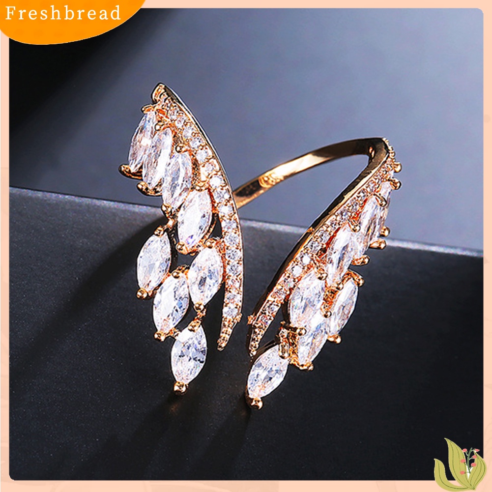 &lt; Freshbread &gt; Fashion Wanita Cubic Zirconia Bertatahkan Cincin Jari Terbuka Adjustable Perhiasan Hadiah