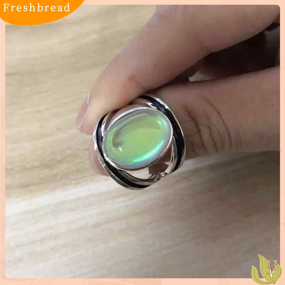 &lt; Freshbread &gt; Antik Oval Besar Imitasi Moonstone Jari Cincin Wanita Perhiasan Pernikahan Ulang Tahun