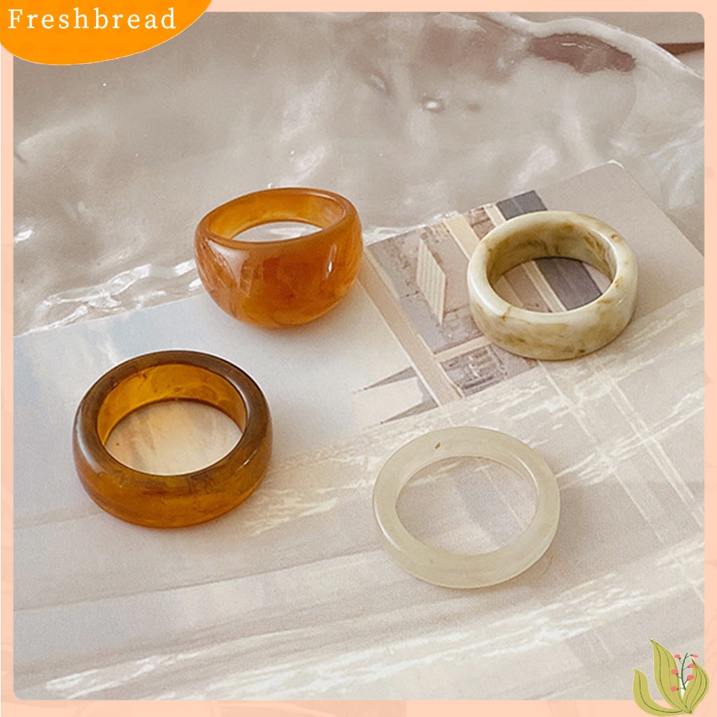 &lt; Freshbread &gt; 1set Cincin Couple Kokoh Mudah Dipakai Resin Tekstur Halus Cincin Fashion Untuk Pakaian Sehari-Hari