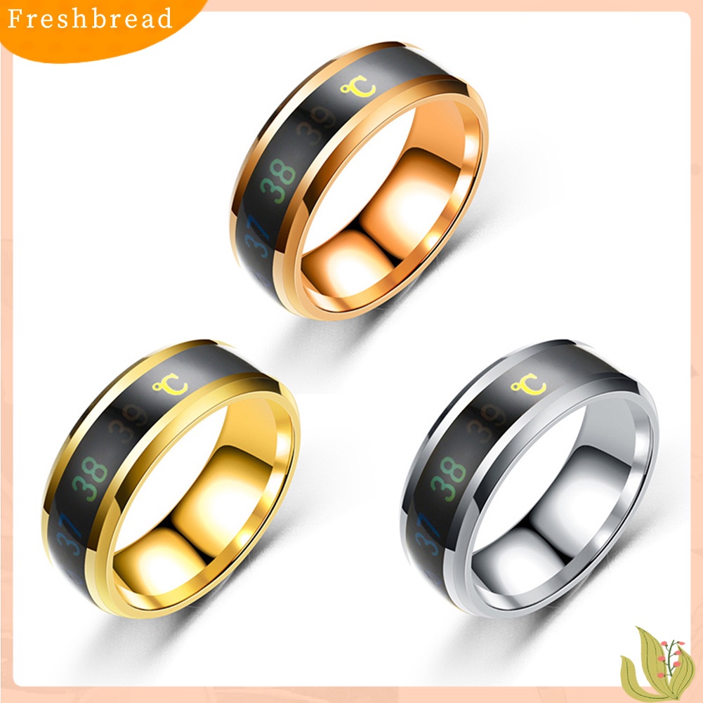 &lt; Freshbread &gt; Chic Sensor Suhu Stainless Steel Unisex Jari Cincin Perhiasan Hadiah Pasangan