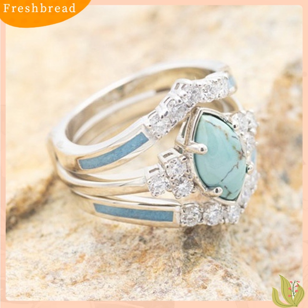 &lt; Freshbread &gt; 3Pcs/Set Wanita Cincin Set Faux Turquoise Stone Indah Mata Kucing Wanita Circlet Set Untuk Hadiah