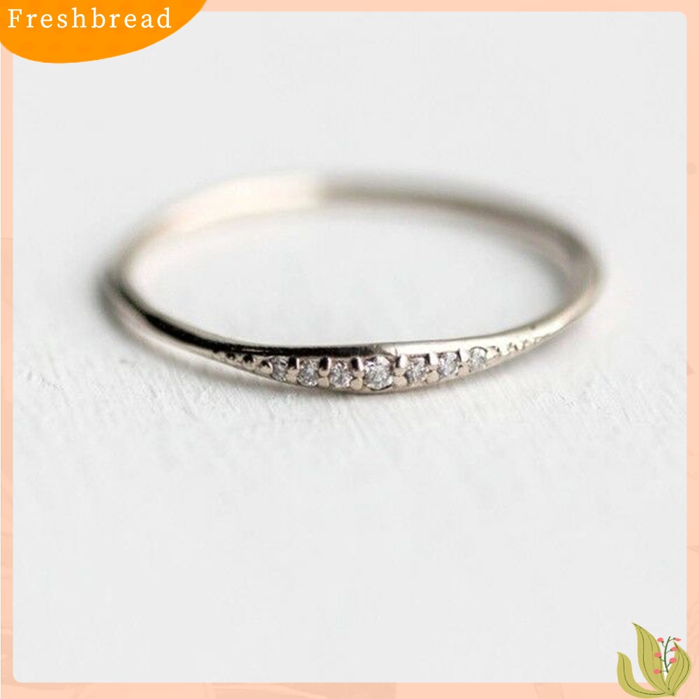 < Freshbread > Wanita Fashion Berlian Imitasi Bertatahkan Band Jari Cincin Pernikahan Pertunangan Perhiasan Hadiah