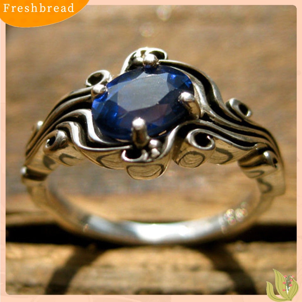 &lt; Freshbread &gt; Vintage Pertunangan Pernikahan Perhiasan Pengantin Zamrud Imitasi Bertatahkan Jari Cincin Hadiah