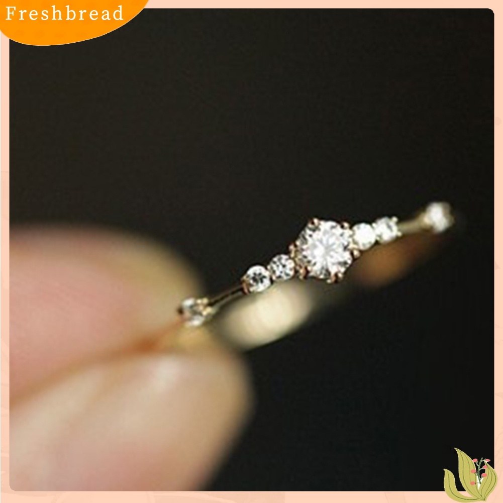 &lt; Freshbread &gt; Wanita Fashion Berlian Imitasi Bertatahkan Pernikahan Pertunangan Jari Cincin Perhiasan Hadiah