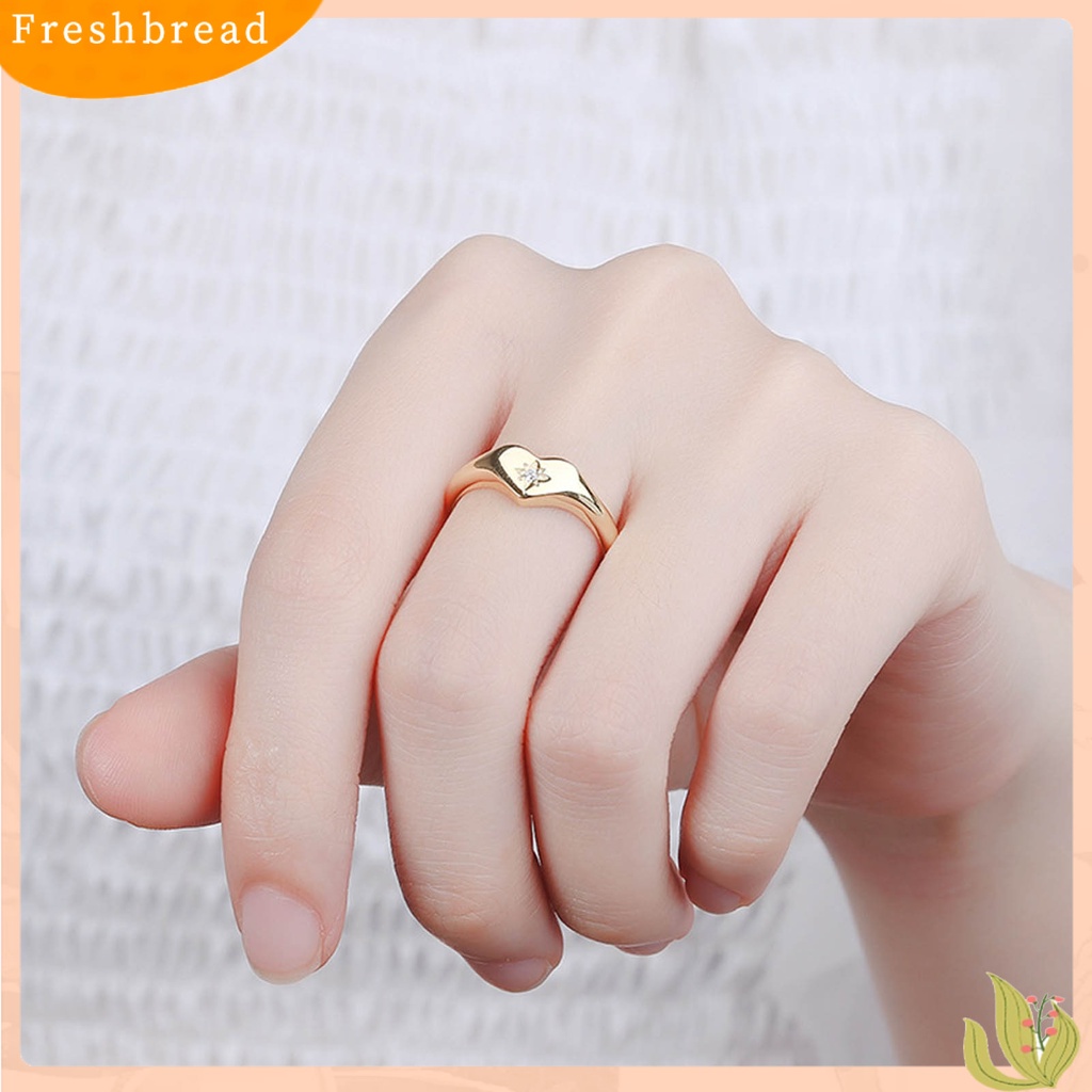 &lt; Freshbread &gt; Wanita Cincin Berlian Imitasi Hias Tidak Luntur Alloy Halus Cinta Jari Cincin Untuk Ulang Tahun