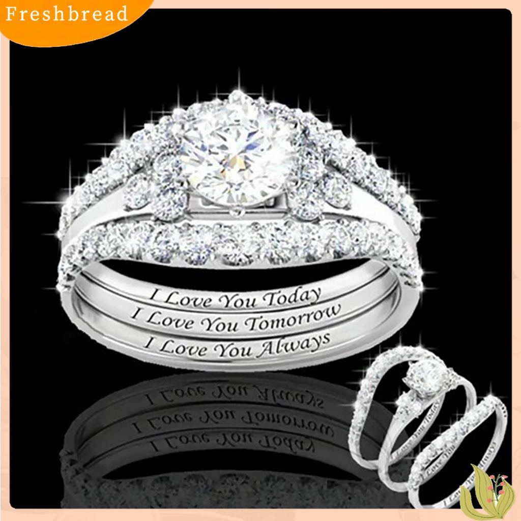 &lt; Freshbread &gt; 1set Cincin Wanita Electroplate Berkilau Alloy Halus Ladies Finger Ring Untuk Pesta