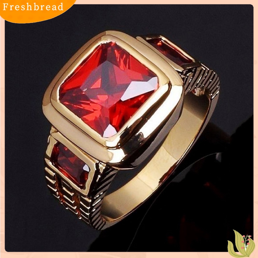 &lt; Freshbread &gt; Cincin Bentuk Persegi 4warna Cincin Pria Bisnis Bahan Stainless Steel Untuk Kehidupan Sehari-Hari