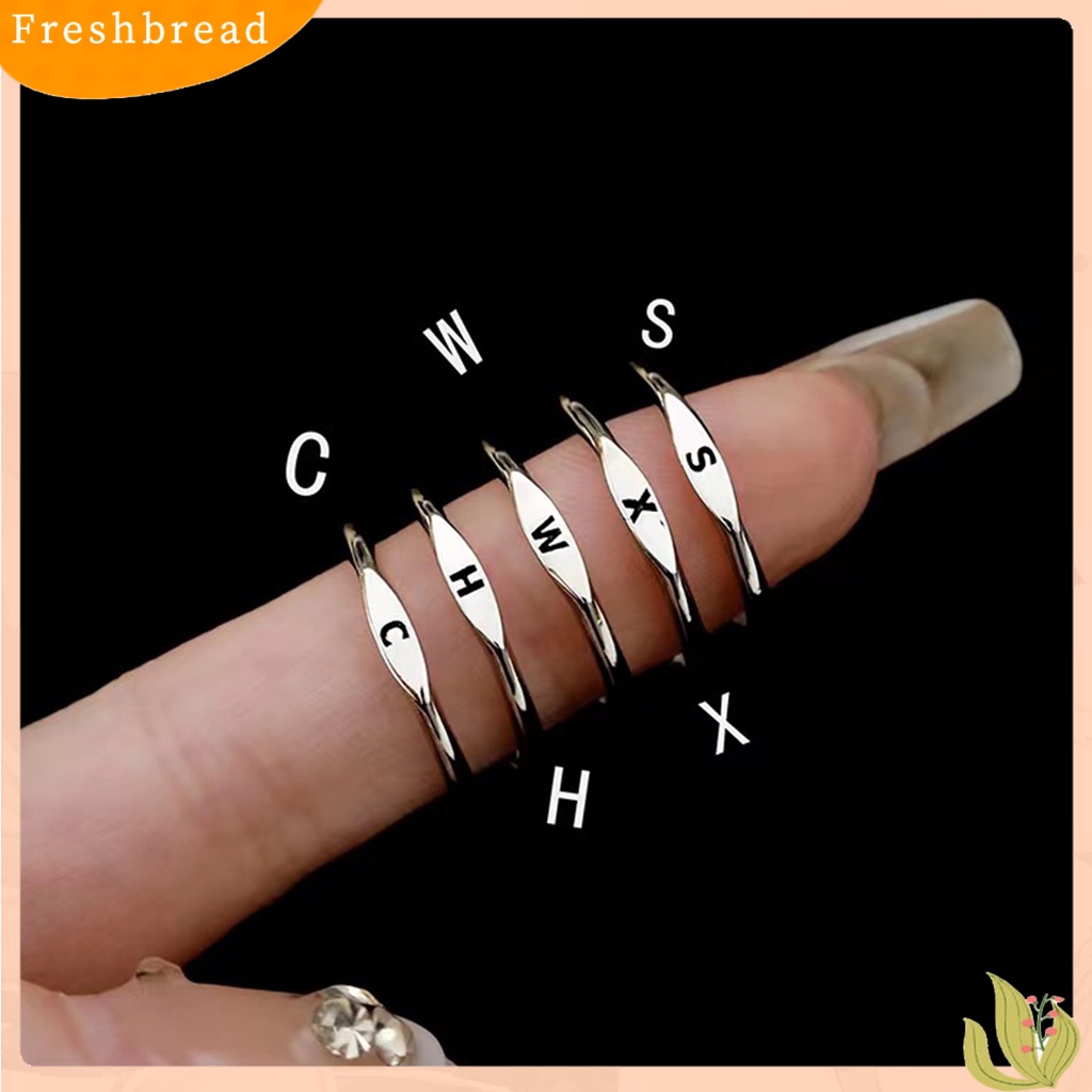 &lt; Freshbread &gt; Fashion Cincin Huruf Inggris Ukiran Pengerjaan Halus Elektroplating Hypoallergenic Permukaan Halus Menghias Elegan Fashion Minimalis Midi Cincin Bulat Wanita Perhiasan