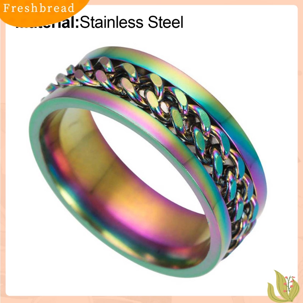 &lt; Freshbread &gt; Rantai Rotatable Chain Glittering Perhiasan Hadiah Pria Jari Cincin Untuk Club