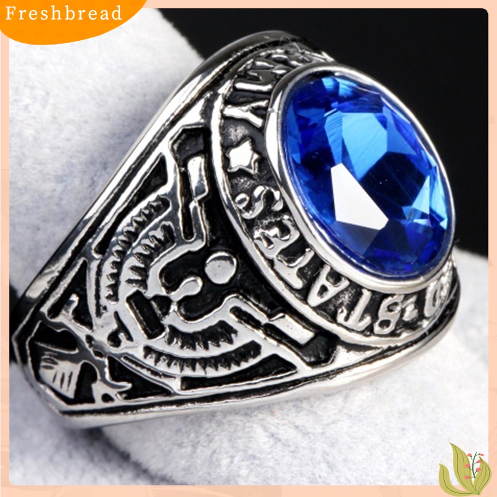 &lt; Freshbread &gt; Cincin Punk Bentuk Oval Hias Berlian Imitasi Punk Klasik Ring Untuk Pesta