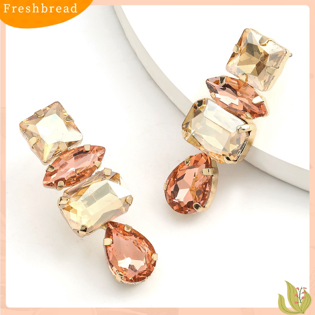 &lt; Freshbread &gt; 1pasang Tindik Bersinar Indah Anting Pejantan Bentuk Tetesan Air Berlian Imitasi Wanita Anting Perhiasan Pernikahan