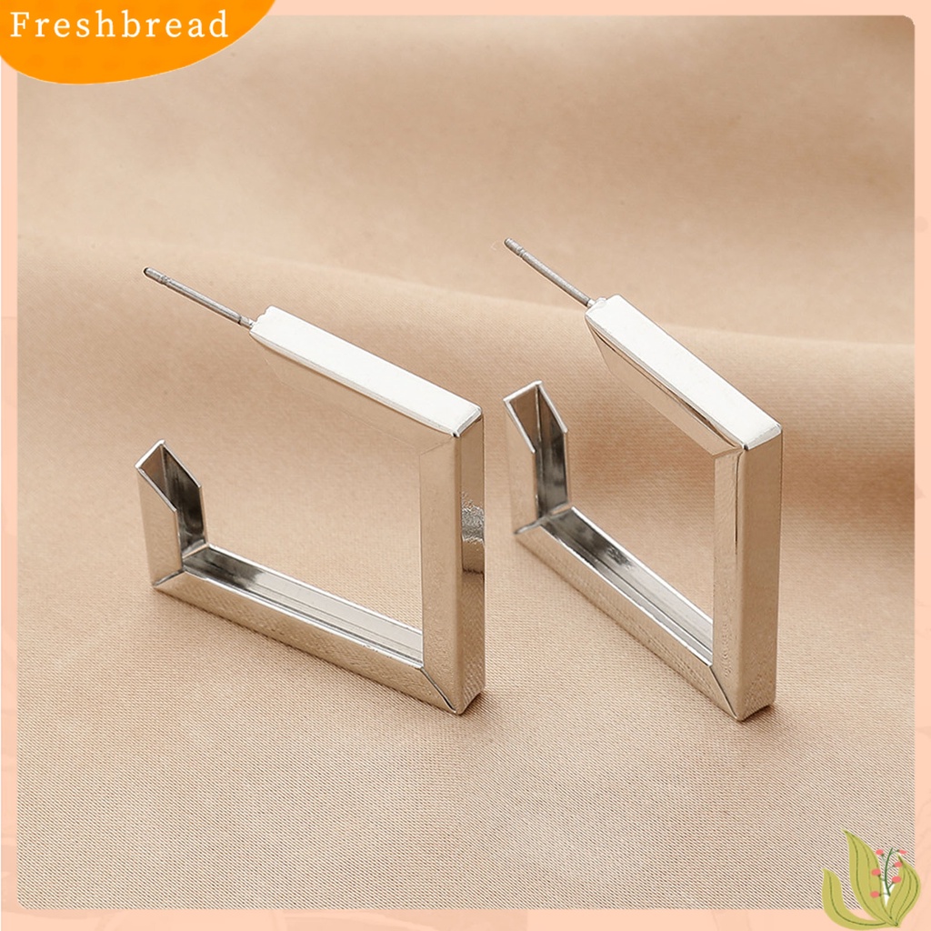 &lt; Freshbread &gt; 1pasang Anting Tusuk Bentuk Rhombic Ins Style Jewelry Plated Geometric Drop Earrings Untuk Pesta