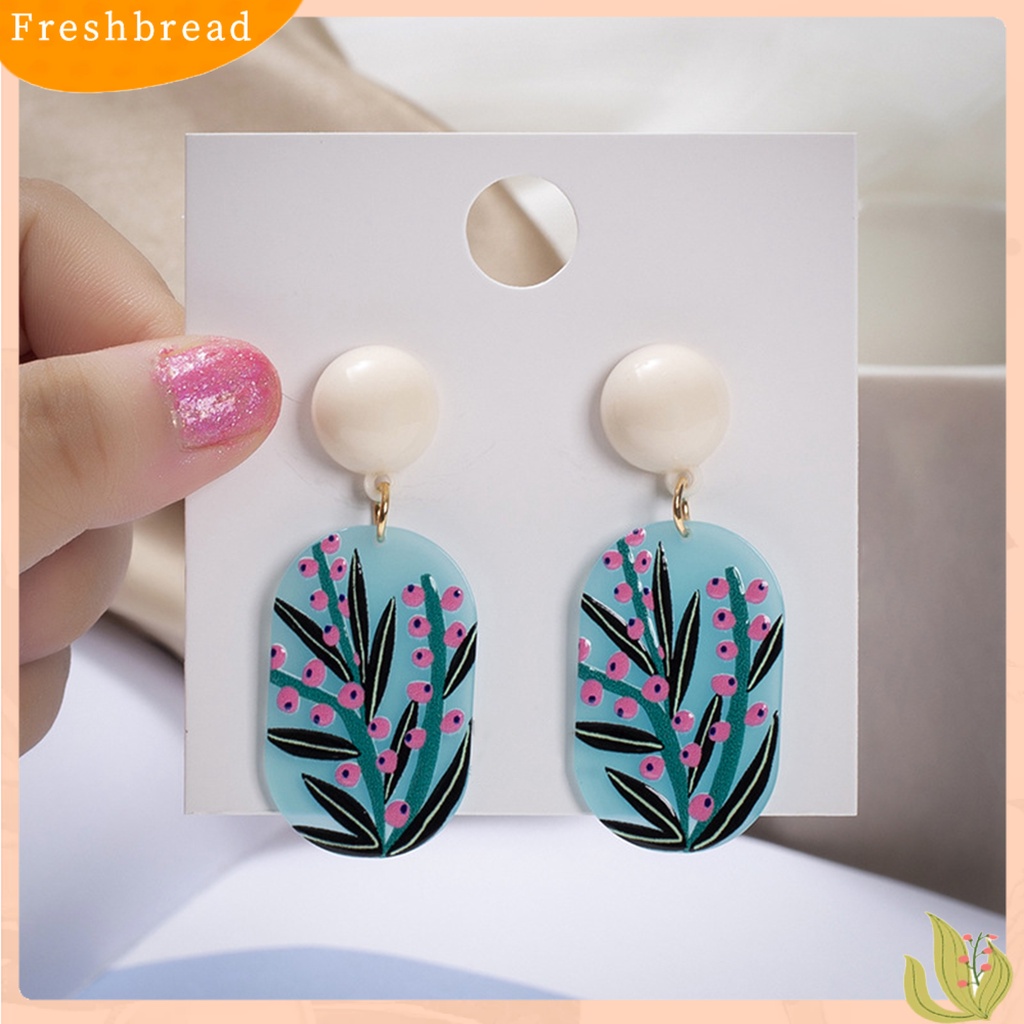 &lt; Freshbread &gt; 1pasang Anting Menjuntai Wanita Timbul Perhiasan Motif Tiga Dimensi Warna Cerah Motif Bunga Anting Stud Untuk Pakaian Sehari-Hari