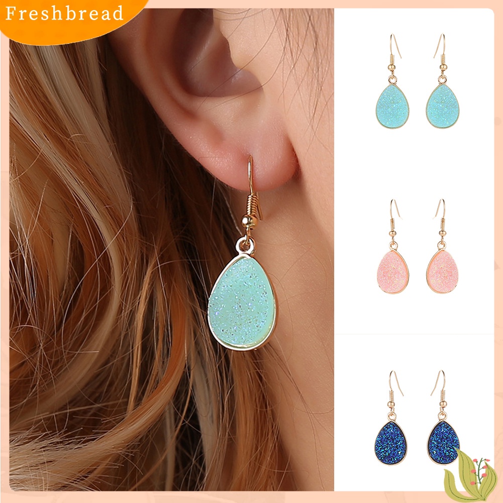 &lt; Freshbread &gt; Fashion Wanita Tetesan Air Drusy Menjuntai Kait Anting Hadiah Perhiasan Pesta Unik