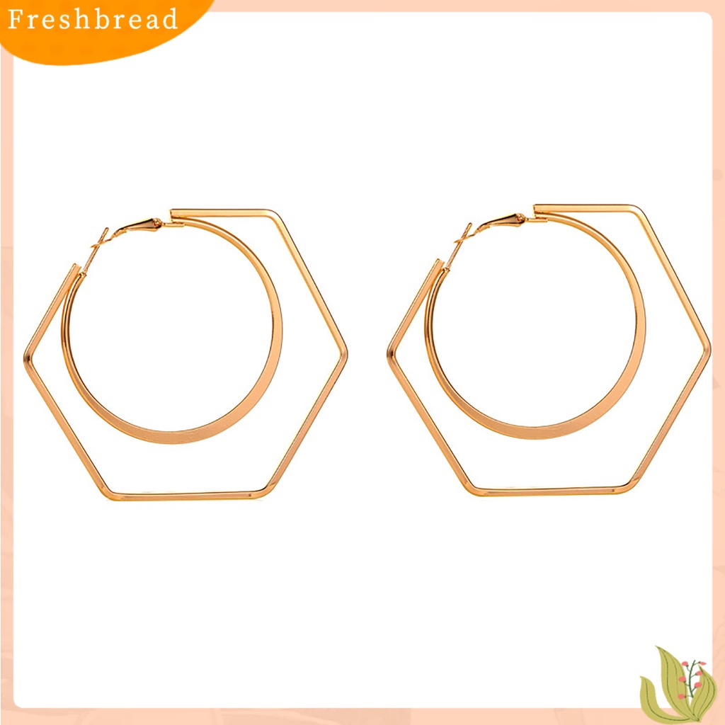 &lt; Freshbread &gt; 1pasang Unik Wanita Berlebihan Geometri Putaran Besar Hexagon Drop Earring Perhiasan Aksesori Untuk Belanja