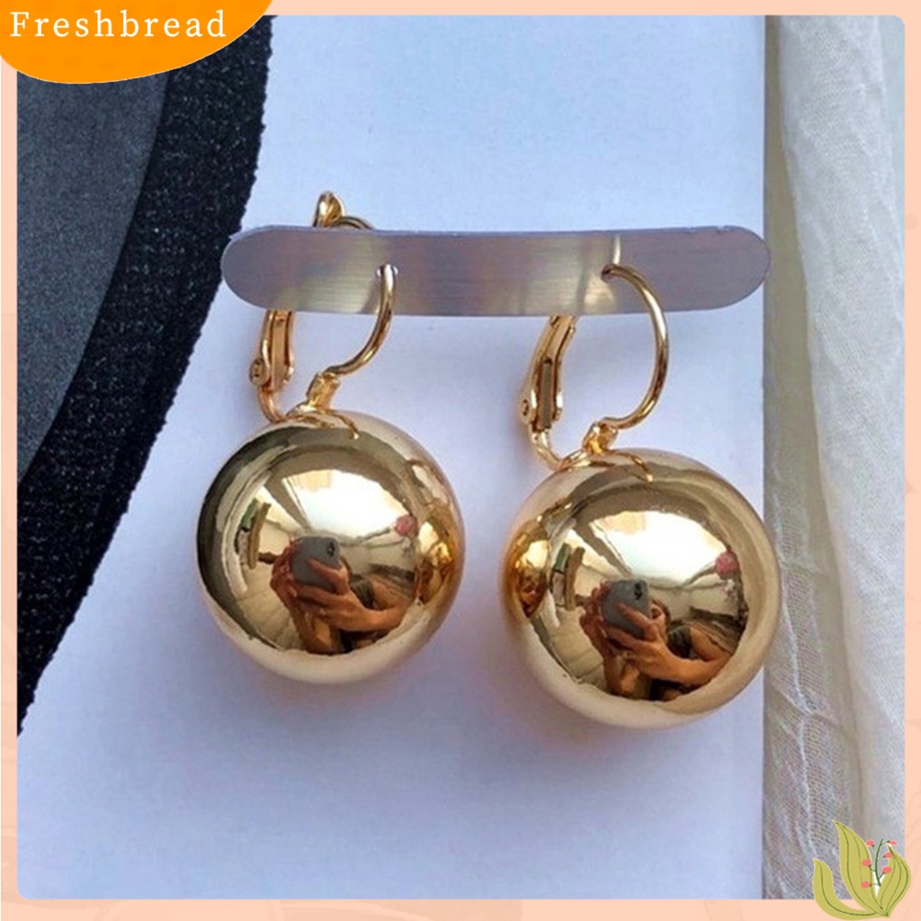 &lt; Freshbread &gt; 1pasang Drop Earrings Elegan Vintage Halus Bulat Kilau Terang Hias Hadiah Wanita Berbentuk Bola Liontin Hoop Earrings Perhiasan Untuk Pakaian Sehari-Hari