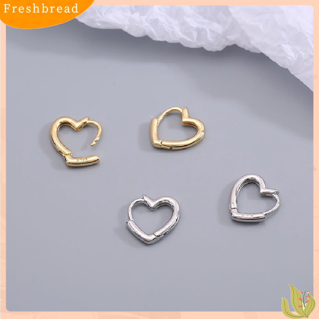 &lt; Freshbread &gt; Anting Bentuk Hati Dekorasi Full Luster Warna Silver Anting Tusuk Kecil Simple Untuk Pesta