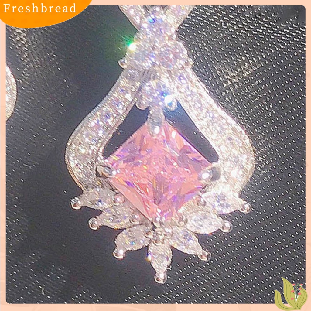 &lt; Freshbread &gt; 1pasang Anting Lady Hias Berlian Imitasi Berkilau Bentuk Geometri Anting Lady Drop Simetris Untuk Hadiah