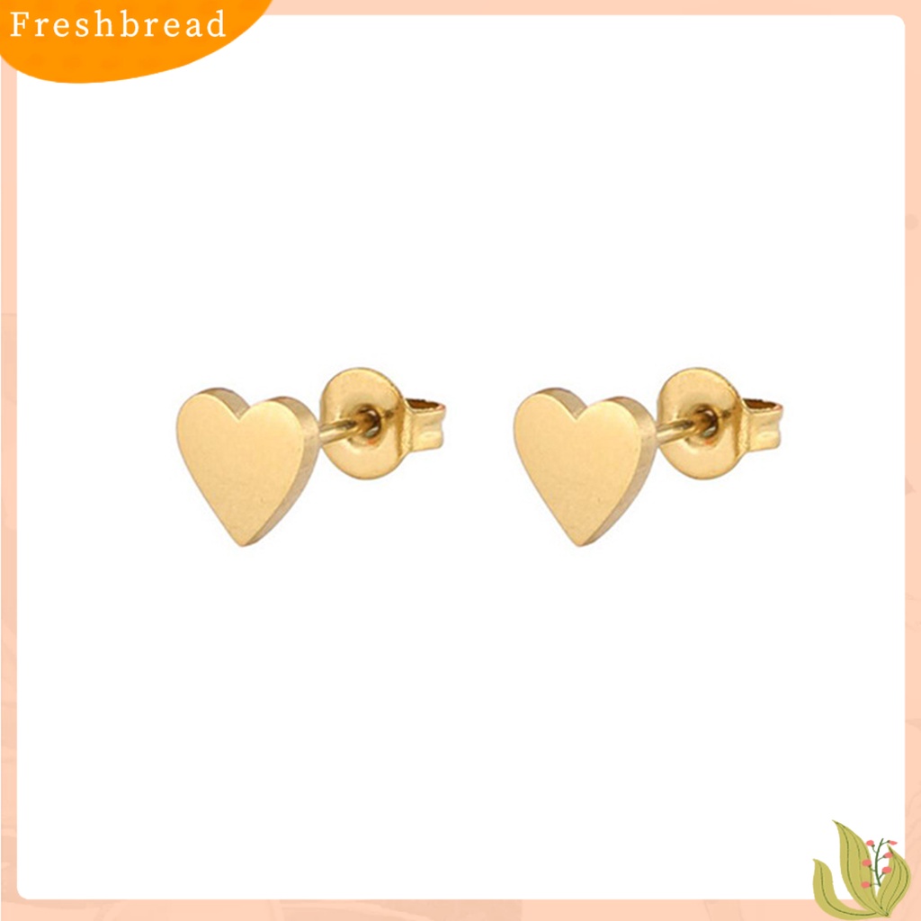 &lt; Freshbread &gt; 1pasang Ear Studs Stainless Steel Retro Minimalis Manis Lucu Kecil Cinta Hati Wanita Anting Perhiasan Fashion