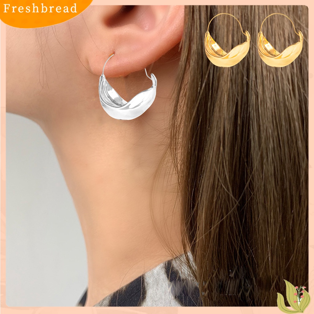 &lt; Freshbread &gt; 1pasang Anting Hoop Tidak Teratur Vintage Berlebihan Bright Luster Lipit Hias Hadiah Wanita Keranjang Bunga Menjuntai Anting Perhiasan Untuk Perjamuan