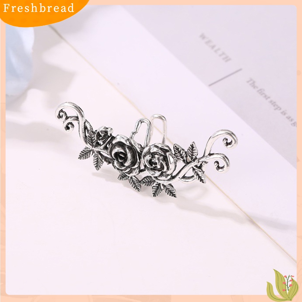 &lt; Freshbread &gt; 1Pc Wanita Ukir Bunga Mawar Telinga Manset Clip On Earring Tanpa Tindik Helix Jewelry