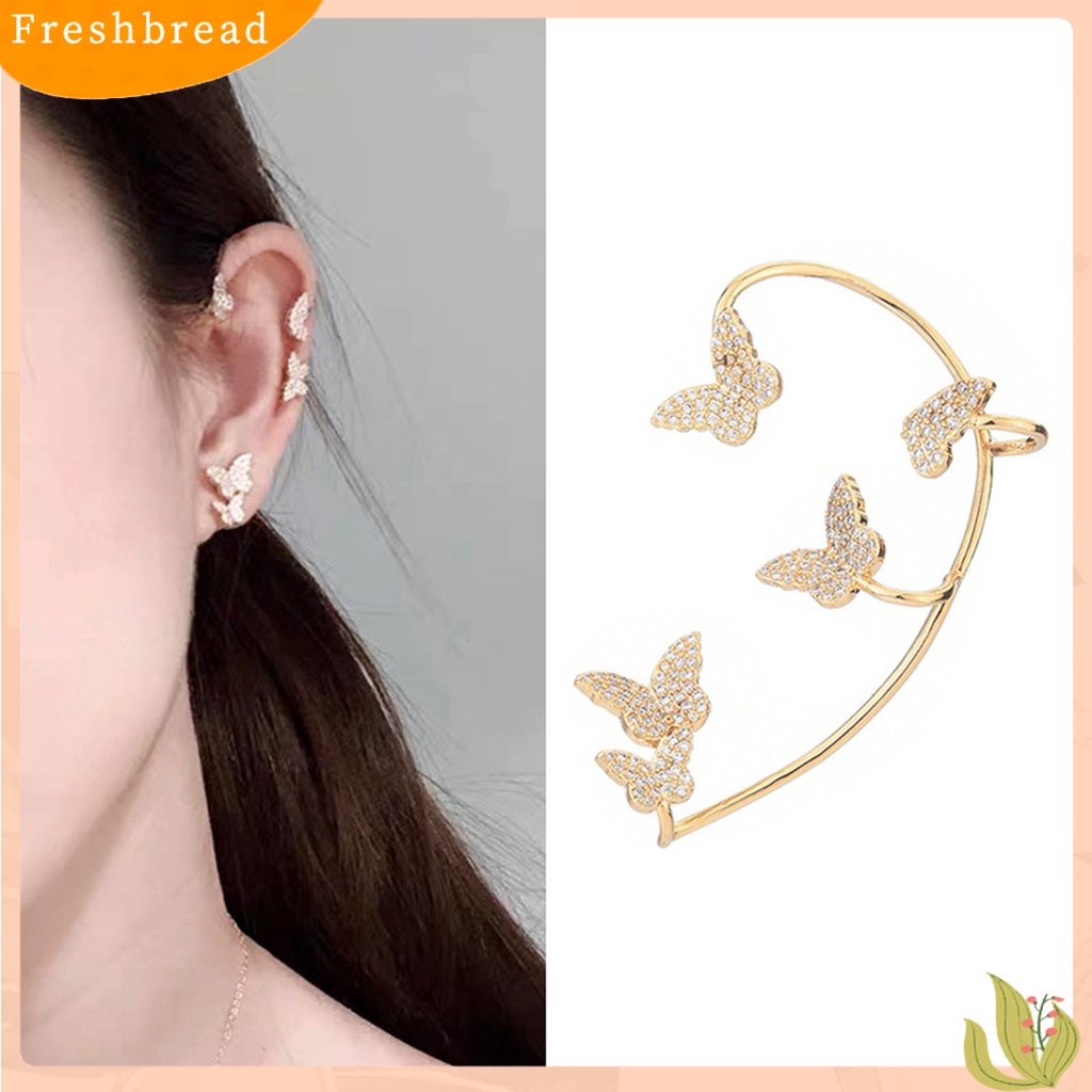 &lt; Freshbread &gt; 1Pc Klip Anting Butterfly Rhinestones Perhiasan Simple Halus Manset Telinga Untuk Pernikahan