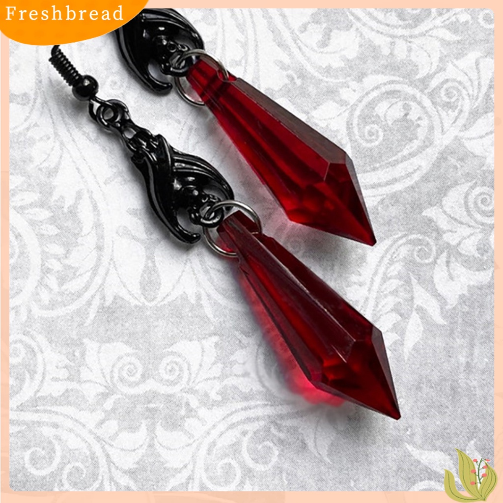 &lt; Freshbread &gt; 1pasang Anting Wanita Fadeless Sweater-proof Anti-Oksidasi Tahan Jatuh Ruby/Permata Hitam Vintage Ear Hooks Ear Decoration