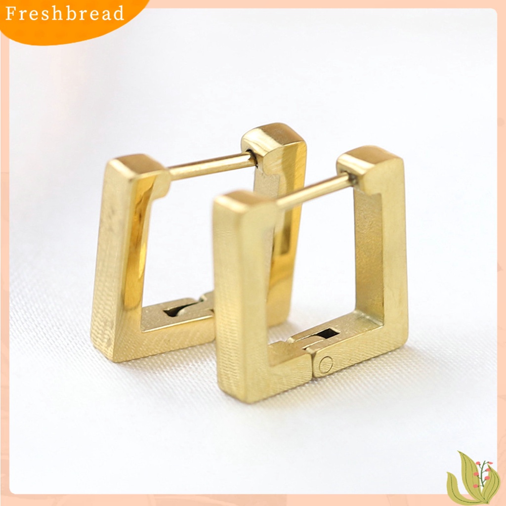 &lt; Freshbread &gt; 1pasang Anting Hoop Bentuk Geometris Gaya Eropa Dan Amerika Electroplating Simplicity Charming Decoration Fade-Proof Titanium Steel Square Hoop Earrings