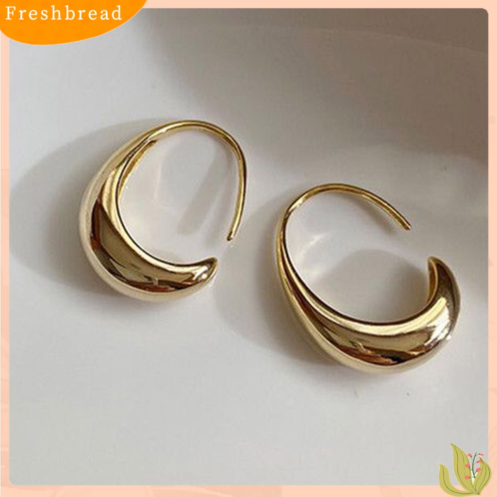 &lt; Freshbread &gt; 1pasang Anting Hoop Geometris Busur Sederhana Ringan Indah Chic Anting Untuk Minimalis