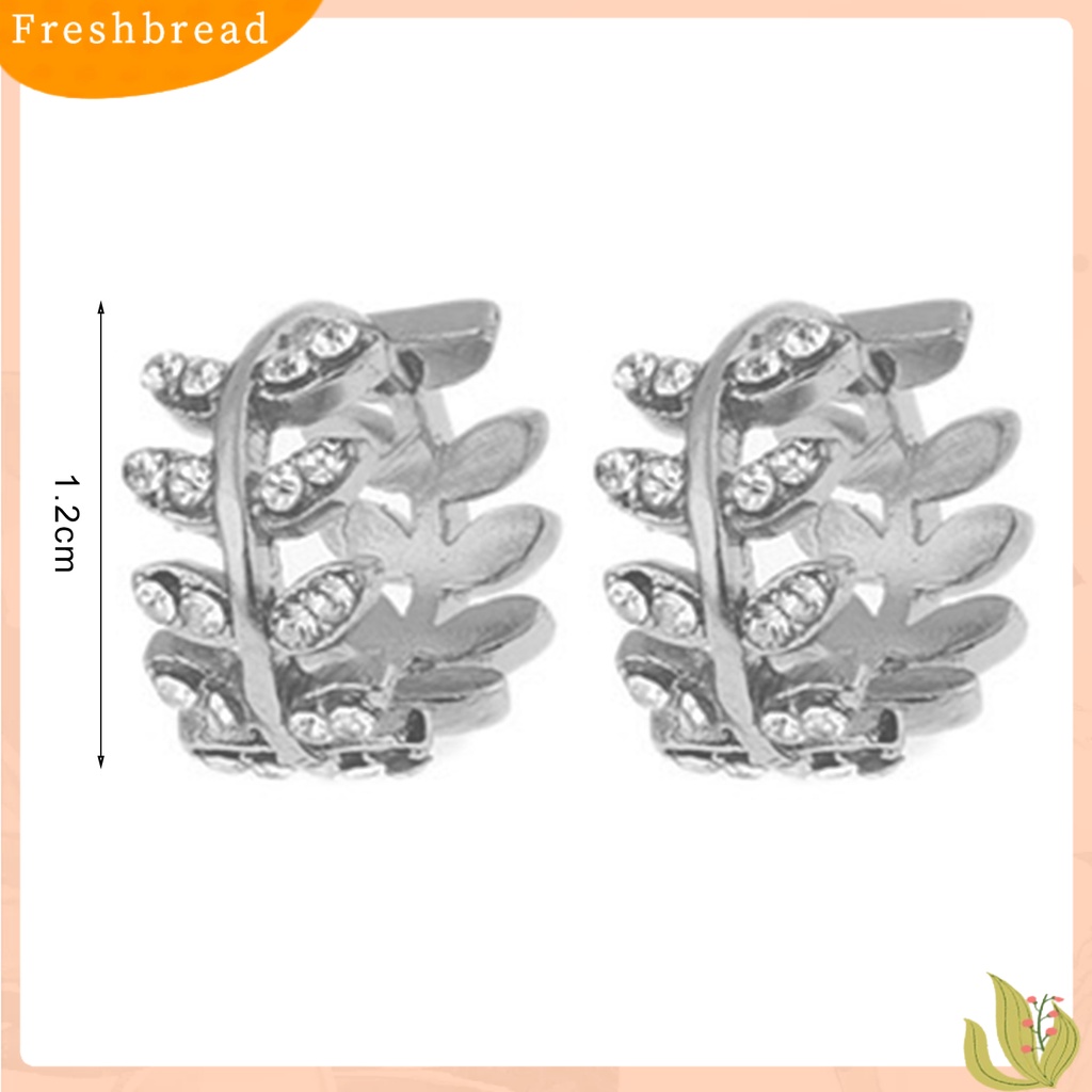 &lt; Freshbread &gt; 1pasang Huggie Earrings Tahan Korupsi Kelengketan Besar Warna Kontras Bentuk Daun Bulat Pesta Huggie Earrings Perhiasan Wanita