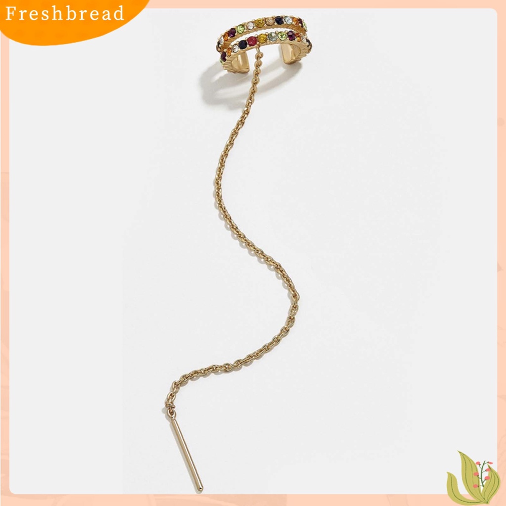 &lt; Freshbread &gt; Anting Kait Gaya Berlian Imitasi Desain Alloy Wanita Anting Linear Untuk Pesta