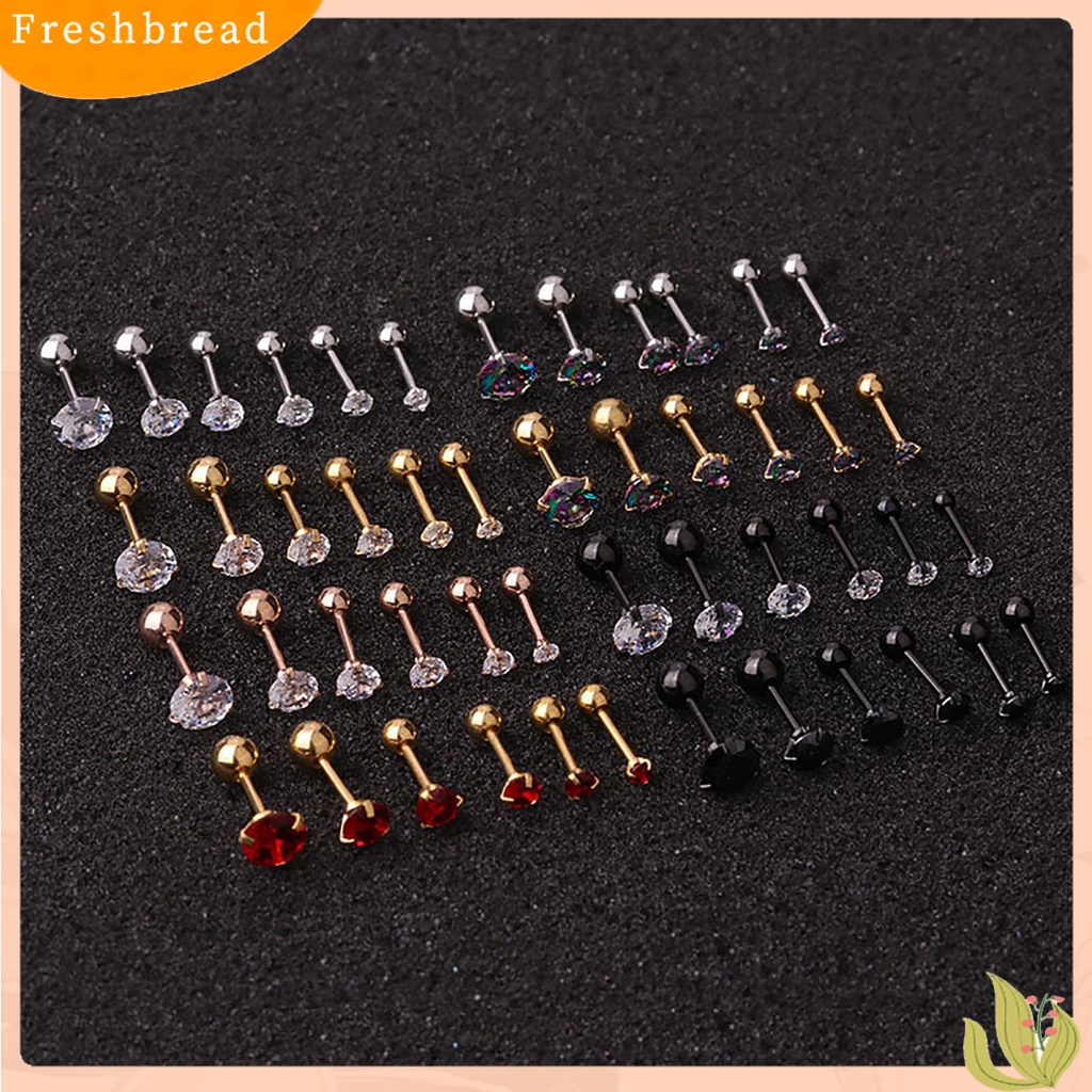 &lt; Freshbread &gt; 1Pc Anting Wanita Cubic Zirconia Kecil Perhiasan Aksesori Shiny Colorful Stud Earring Untuk Belanja