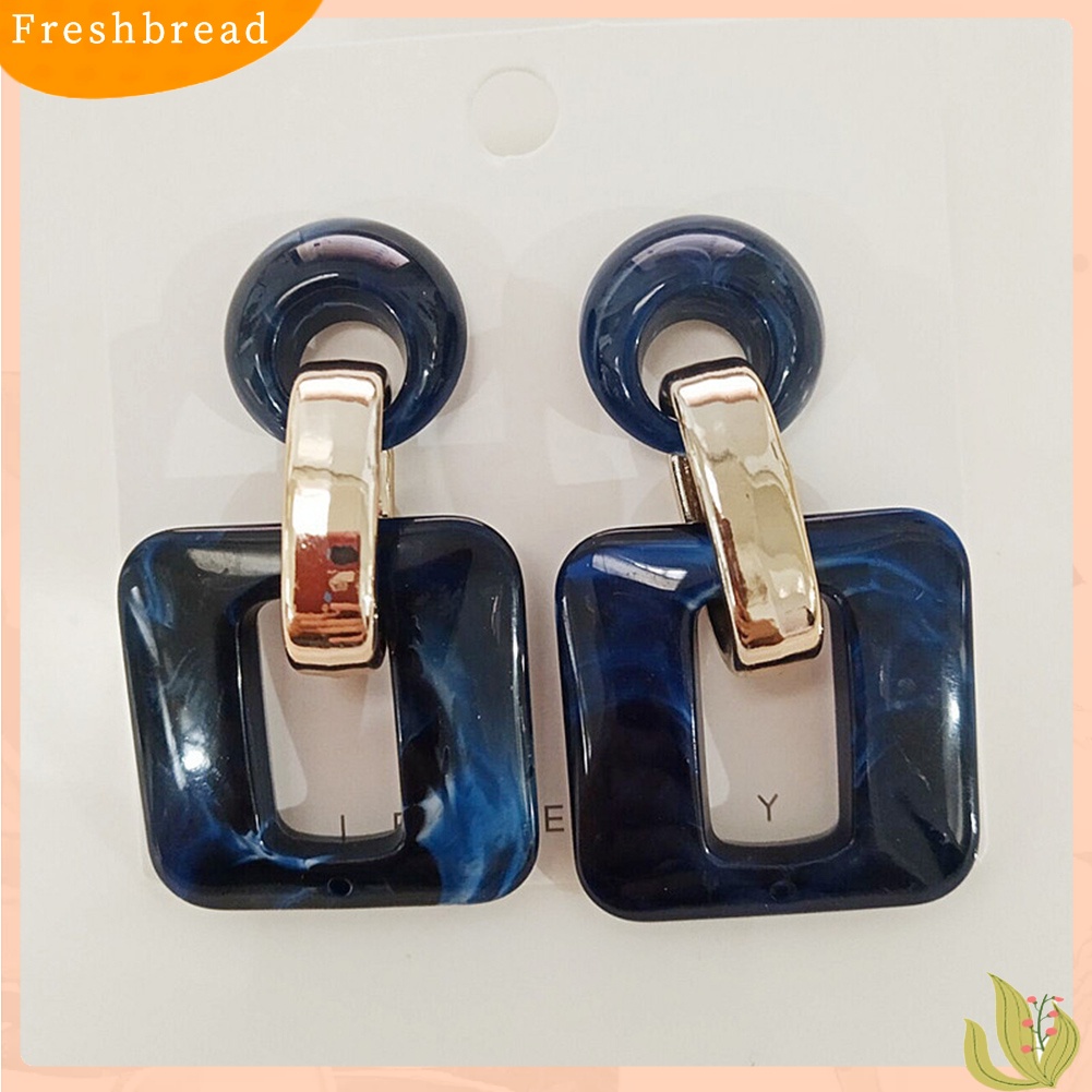 &lt; Freshbread &gt; Boho Wanita Bulat Kotak Berongga Geometris Menjuntai Telinga Stud Anting Perhiasan Hadiah