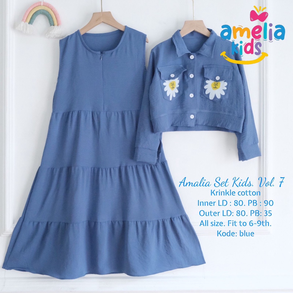 AMALIA SET KIDS VOL.7 ORIGINAL BY AMELIA SETELAN BAJU ANAK DRESS DAN BLAZER POLOS SETELAN GAMIS ANAK