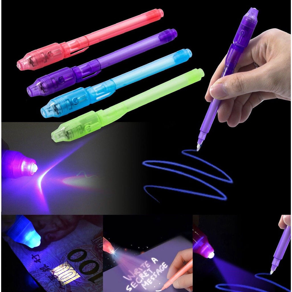 Pena Lampu UV Invisible Ink Penanda Rahasia Dengan Ultra Violet LED Lampu Hitam Alat Tulis Siswa Alat Tulis Perlengkapan Sekolah